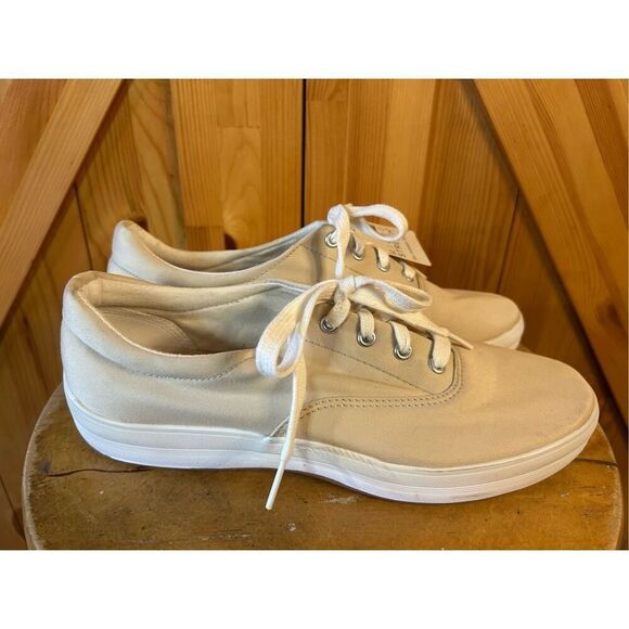 Keds Classic Canvas Sneakers Comfort Lace Nature-Tan Women US 9 NWT - Picture 1 of 9